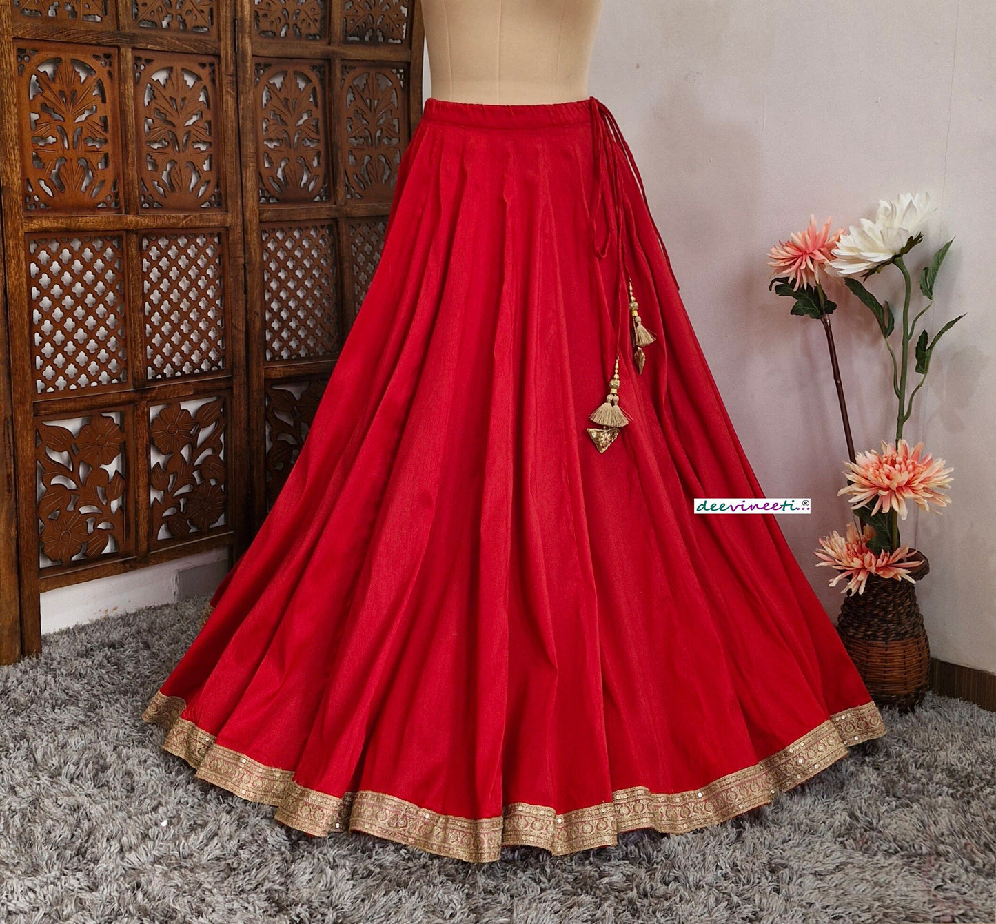 Blended Raw Silk Lehenga Skirt with Border DVLS_042