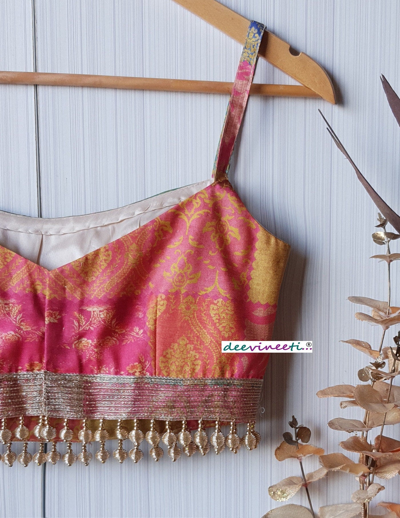 Multicolor Khadi Silk Spaghetti Blouse DVBL_243