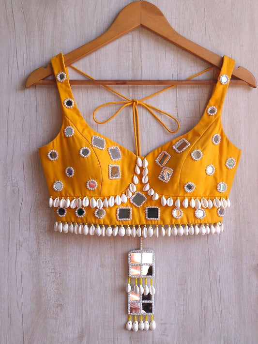 Amber Yellow Rayon Cotton Haldi Blouse DVBL_460