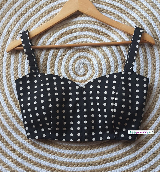 Black Polka Spaghetti Blouse DVBL_076