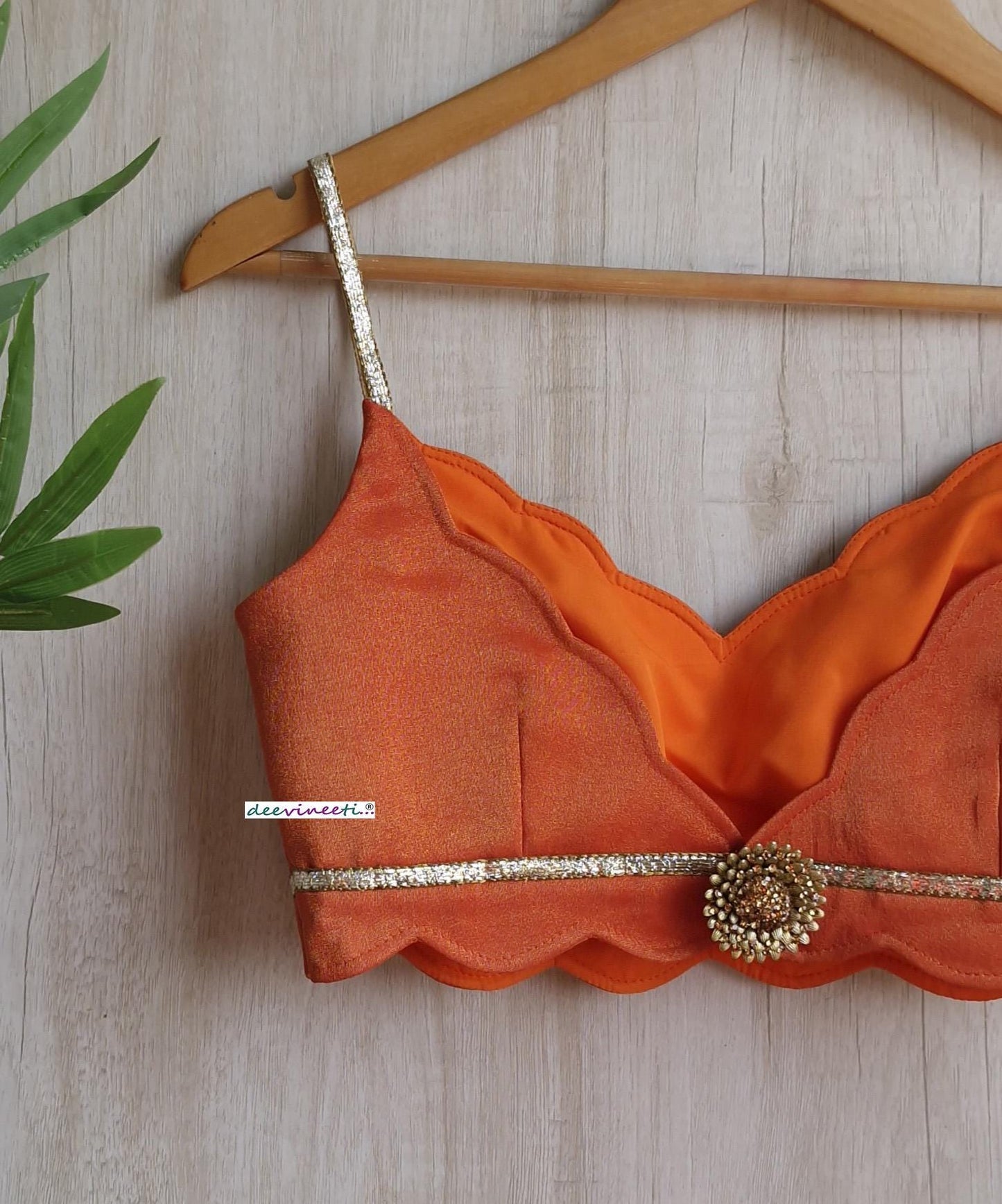 Orange Tissue Silk Spaghetti Blouse DVBL_379