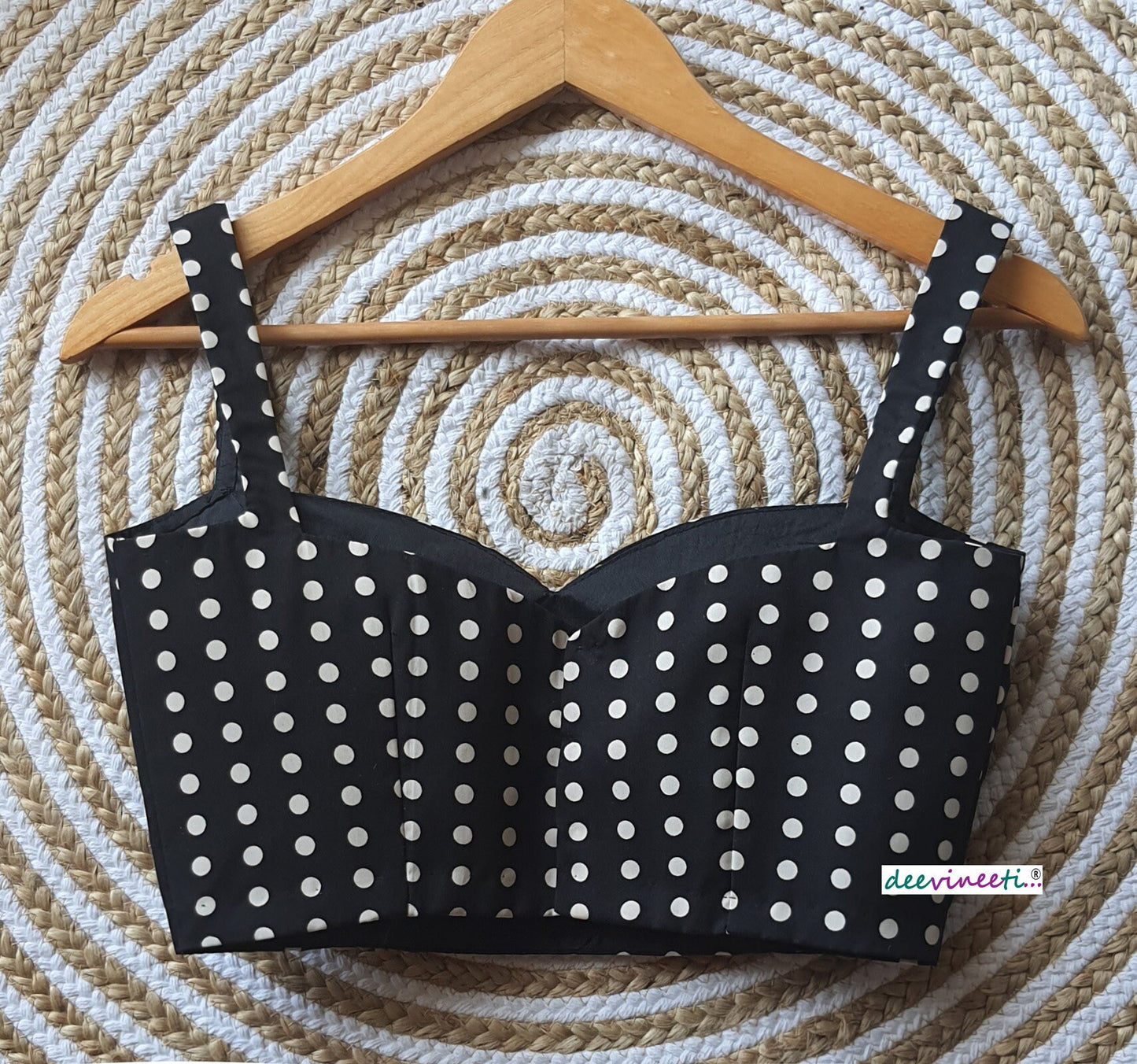 Black Polka Spaghetti Blouse DVBL_076