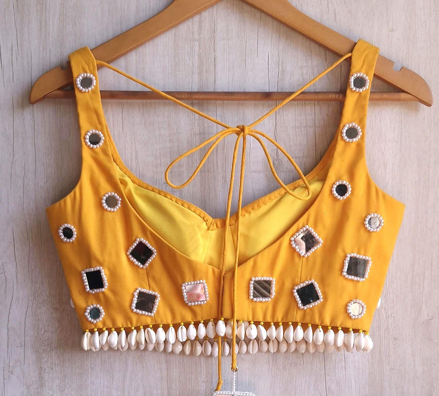 Amber Yellow Rayon Cotton Haldi Blouse DVBL_460