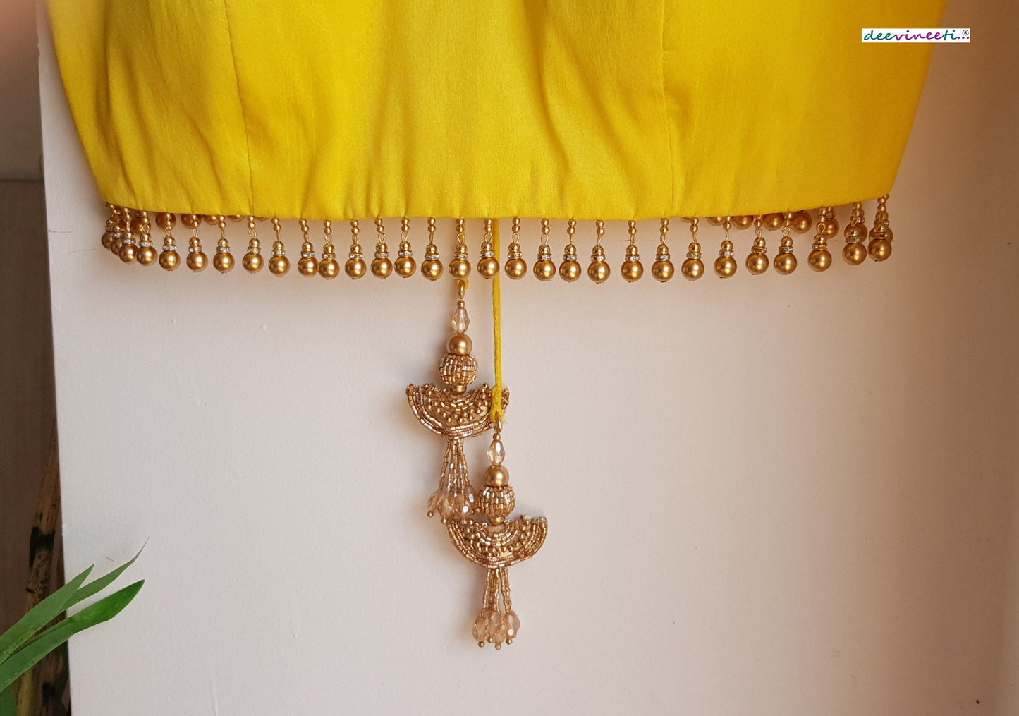 Yellow Raw Silk Trapeze Neck Blouse DVBL_291