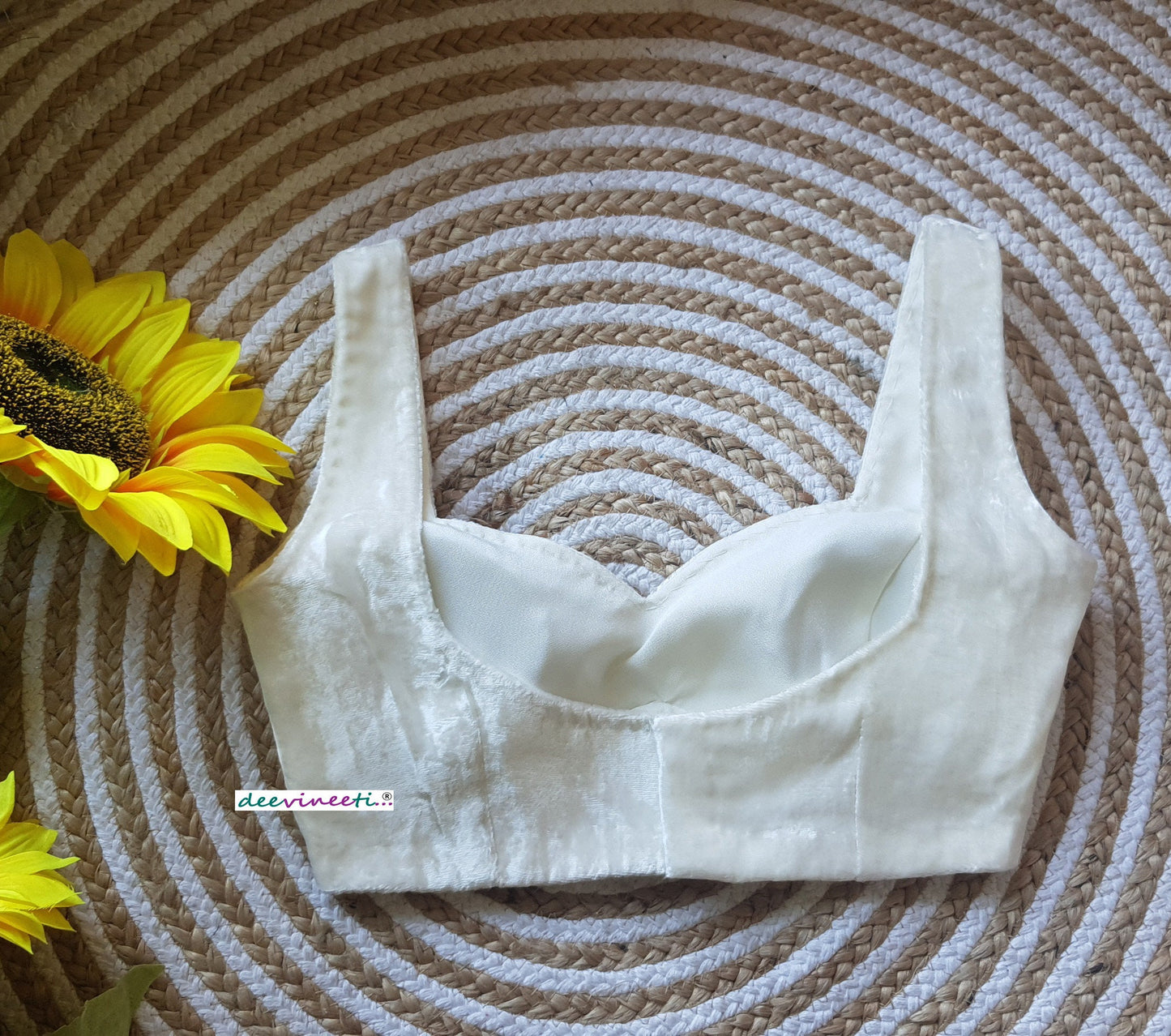 Velvet Blouse Sleeveless Deep Sweetheart Neck DVBL_128