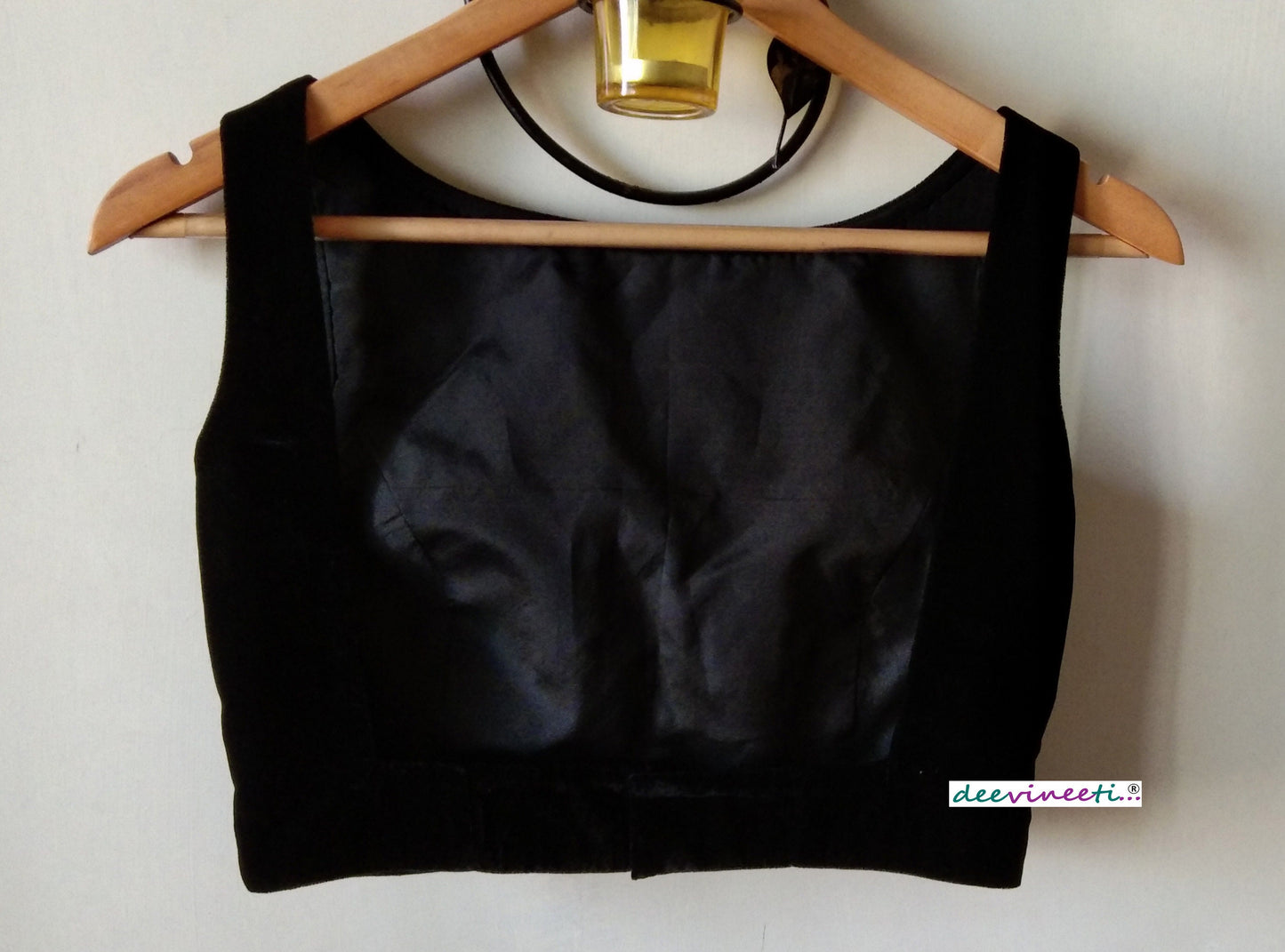 Velvet Black Blouse Boat Neck DVBL_017