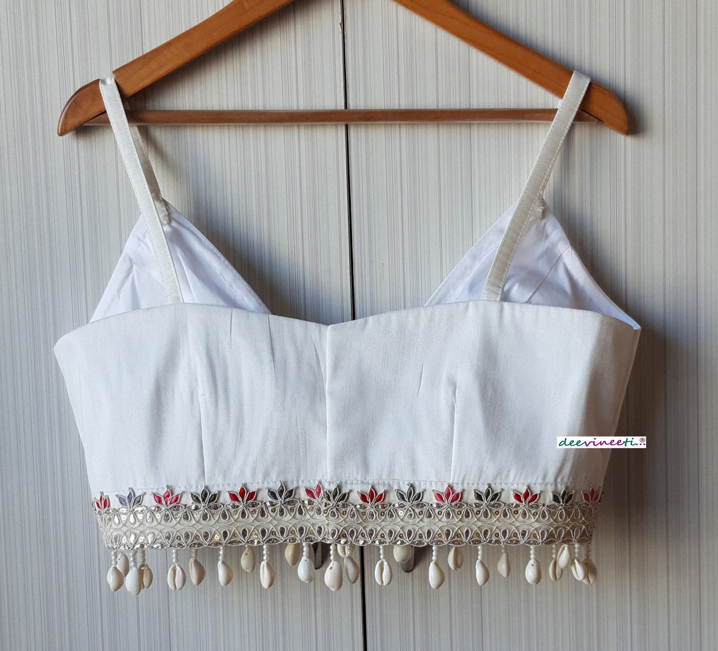 White Raw Silk Spaghetti Blouse DVBL_223