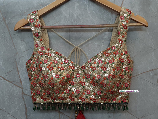 Multicolor Sequins Embroidered Sleeveless Blouse DVBL_195