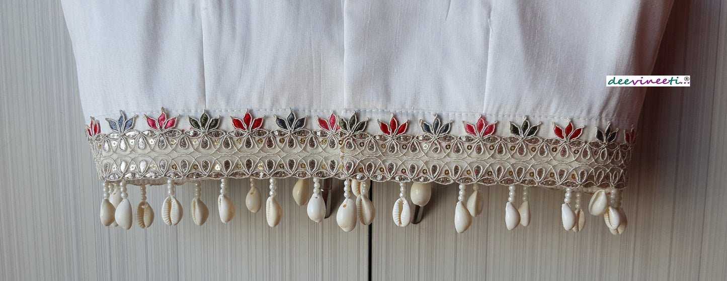 White Raw Silk Spaghetti Blouse DVBL_223