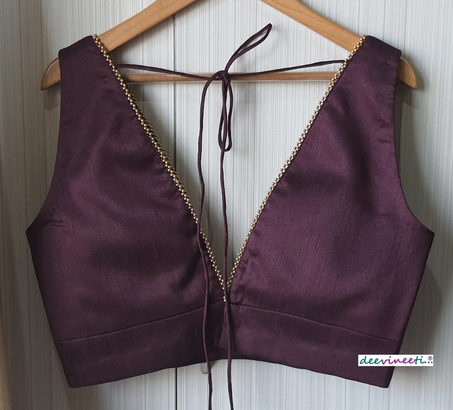 Raw Silk Deep Plunge Neckline Blouse DVBL_110