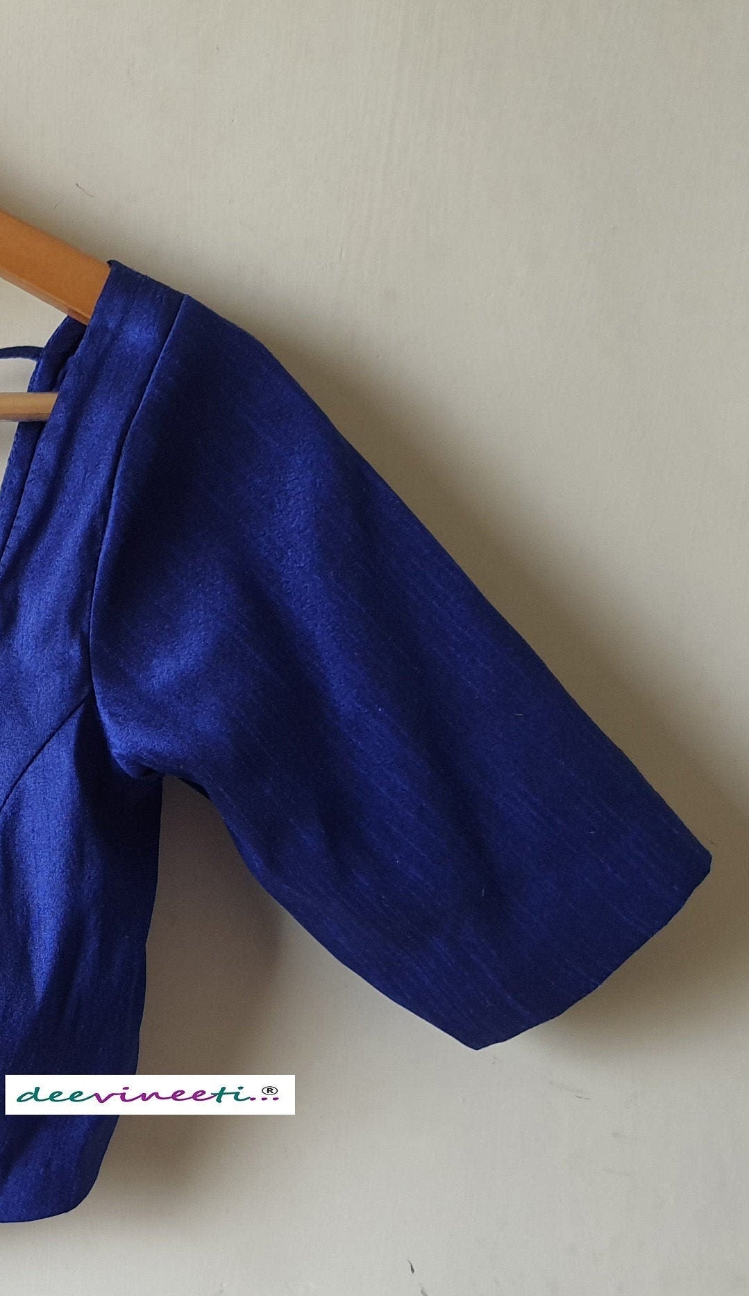 Raw Silk Blouse Boat Neck Half Sleeves DVBL_062