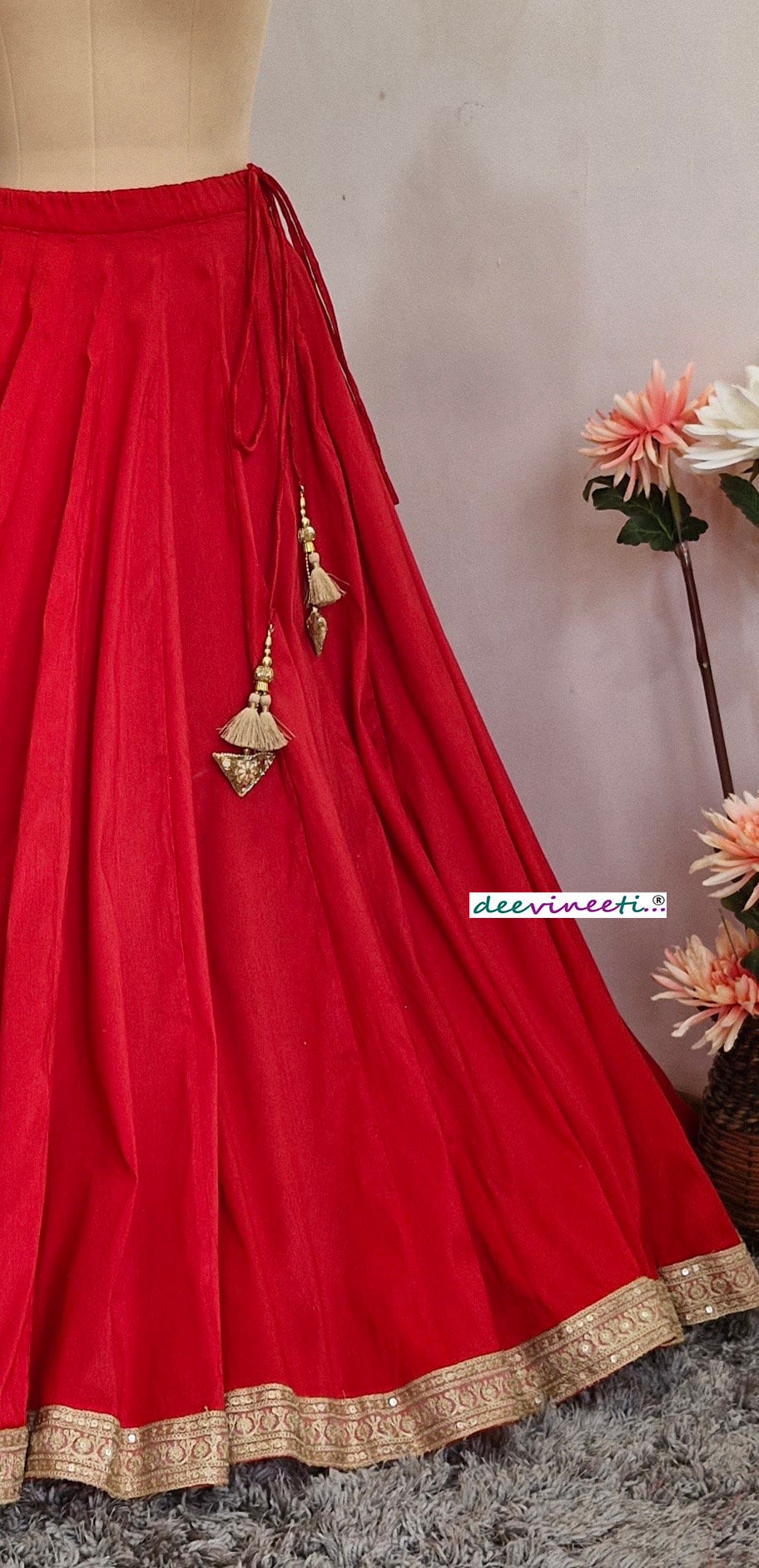 Blended Raw Silk Lehenga Skirt with Border DVLS_042