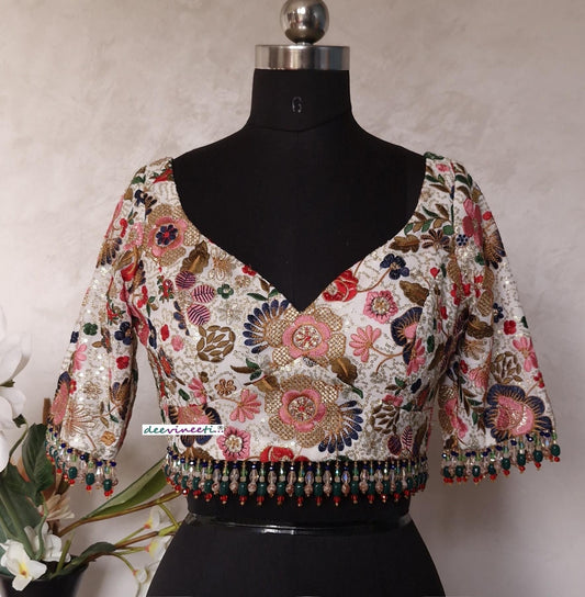 Embroidered Multicolor Sweetheart Neck DVBL_396