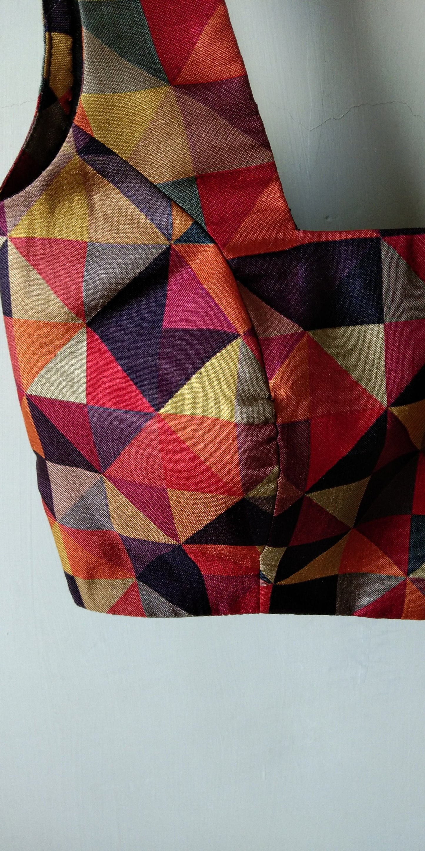 Khadi Silk Multicolor Geometric Print Blouse. DVBL_021