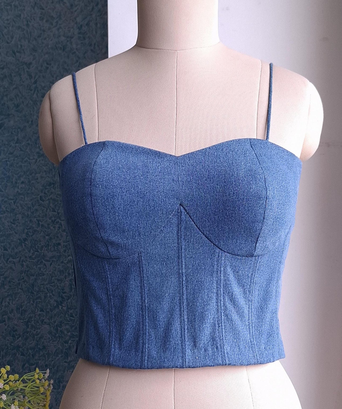 Blue Denim Spaghetti Corset Blouse DVCB_003