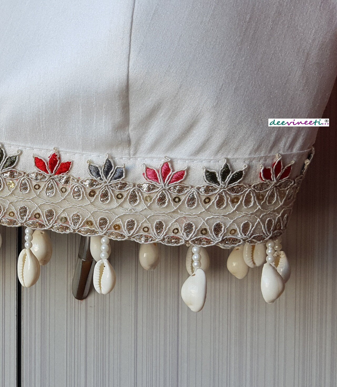 White Raw Silk Spaghetti Blouse DVBL_223