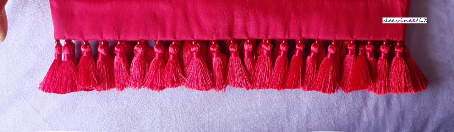 Red Raw Silk Spaghetti Blouse DVBL_234