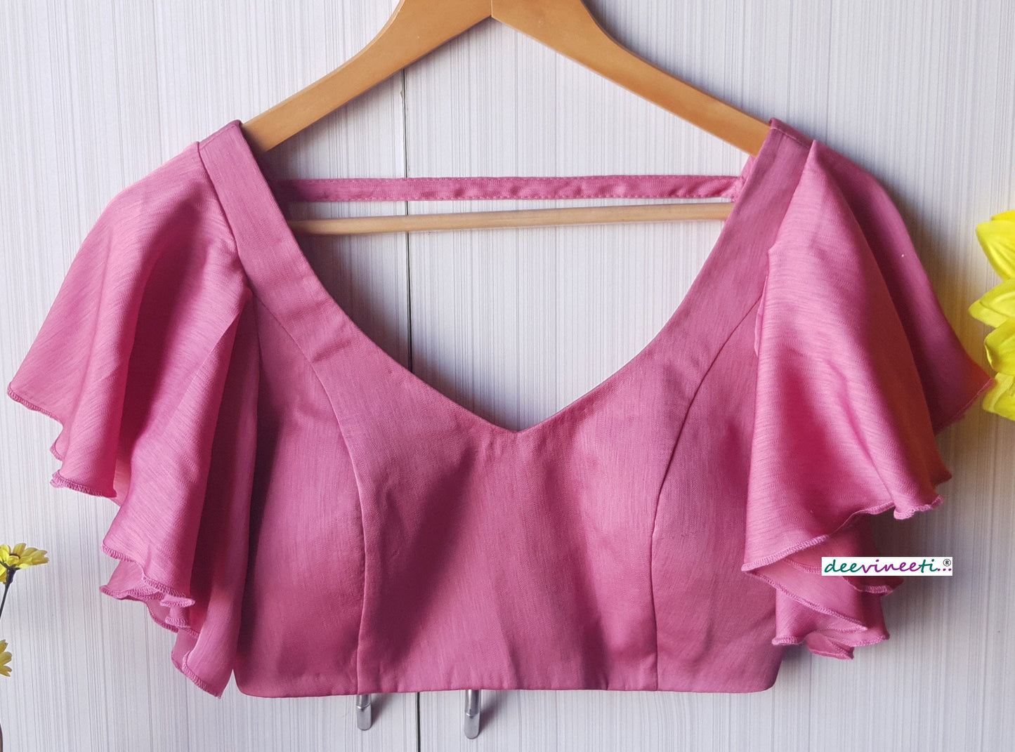 Pink Art Silk Ruffled Sleeves Blouse DVBL_105