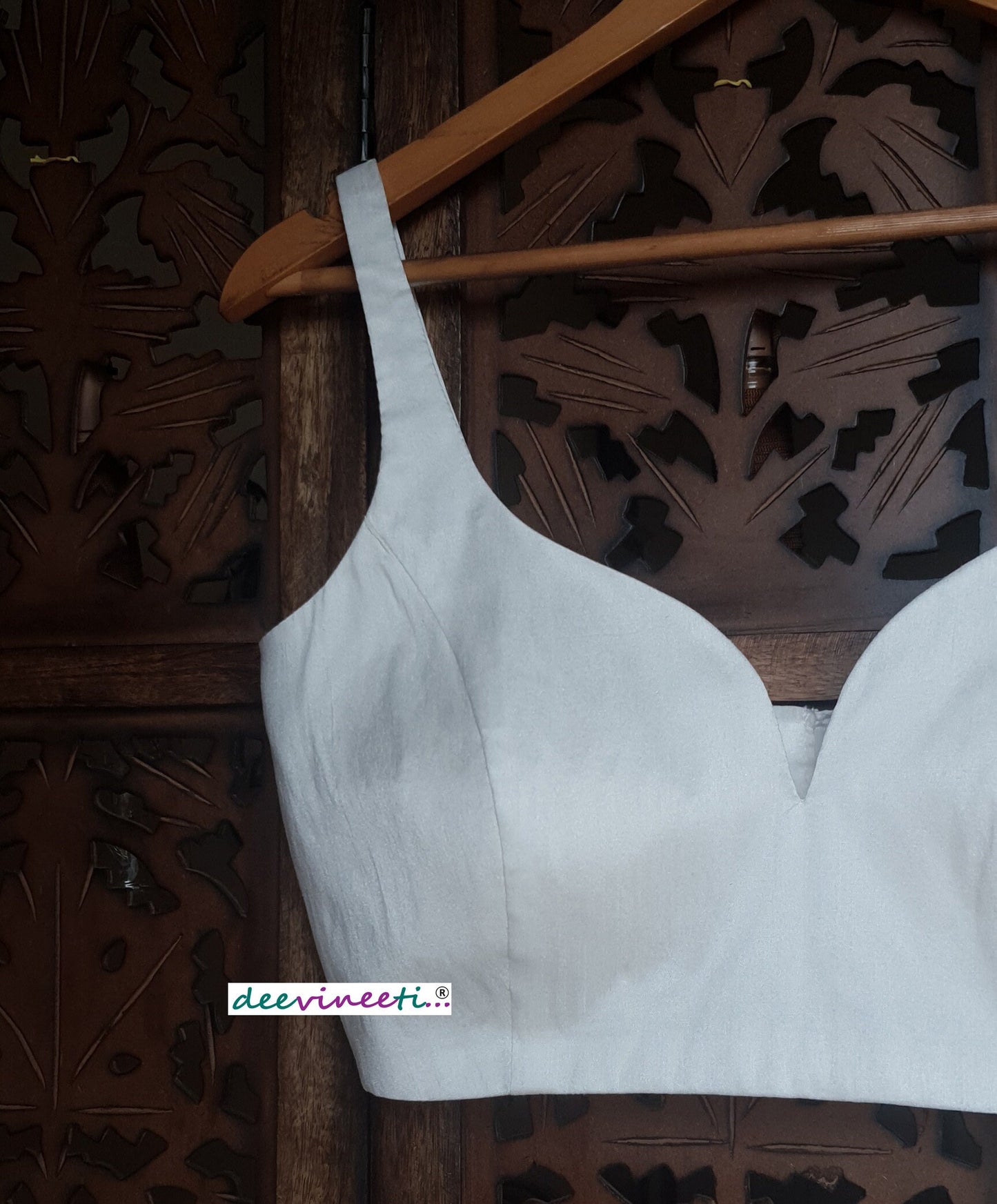 Raw Silk Deep Sweetheart Neck Solid Blouse DVBL_119