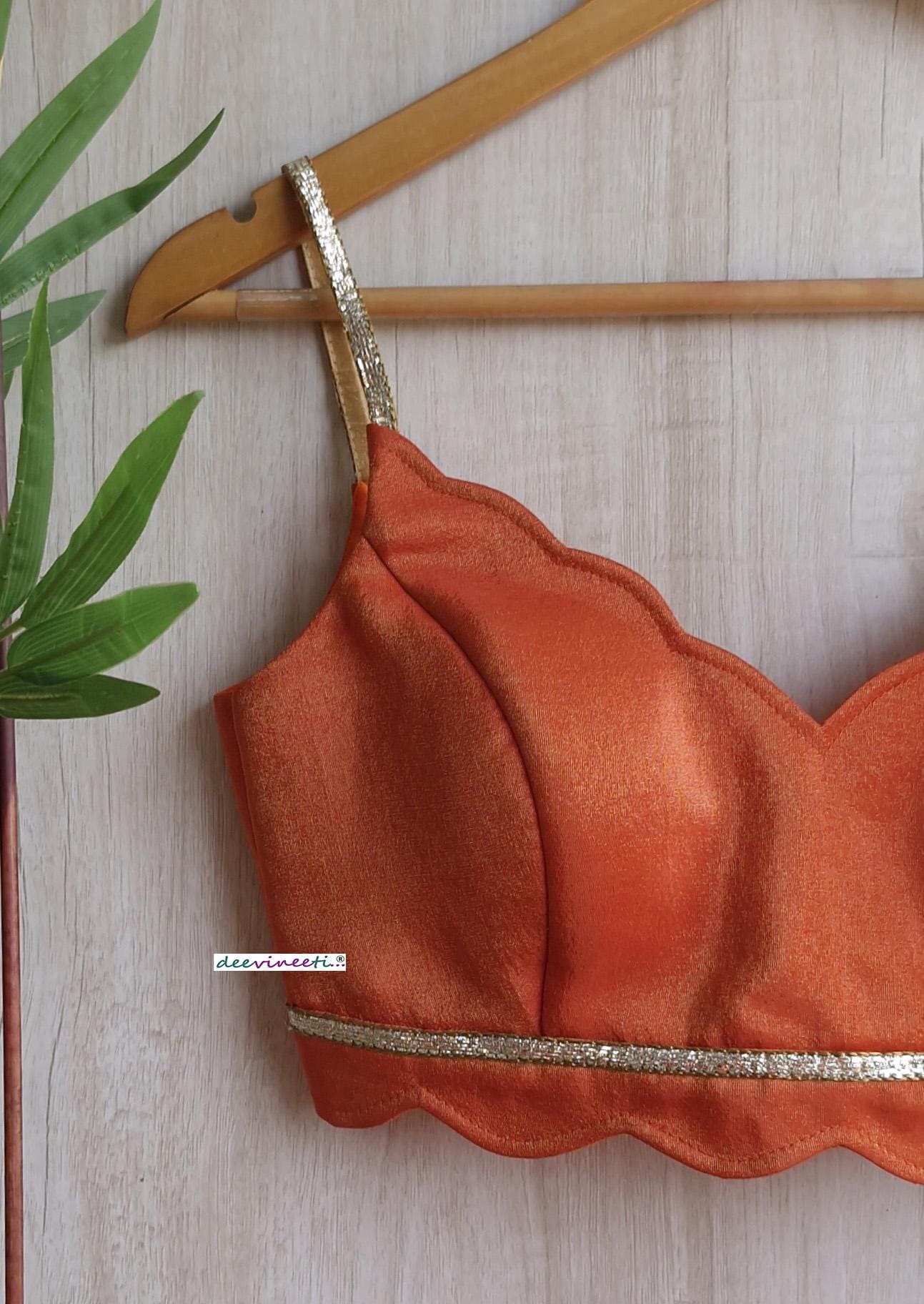 Orange Tissue Silk Spaghetti Blouse DVBL_379