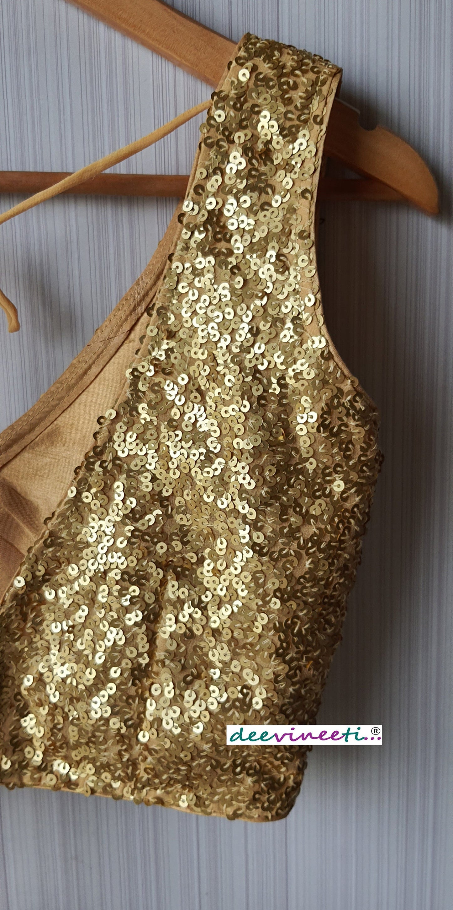 Sequins Blouse Deep V Neck Gold Black Silver. DVBL_057