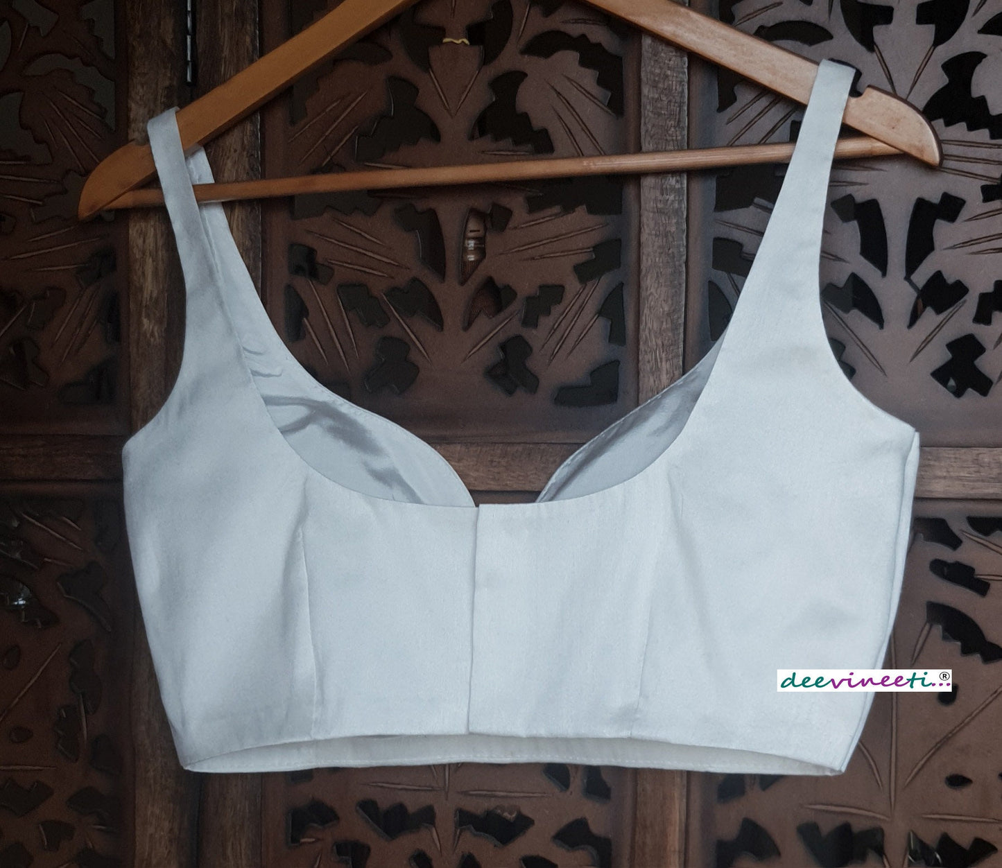 Raw Silk Deep Sweetheart Neck Solid Blouse DVBL_119
