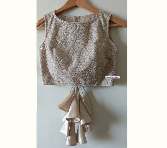 Embroidered Threadwork Beige Blouse. DVBL_031