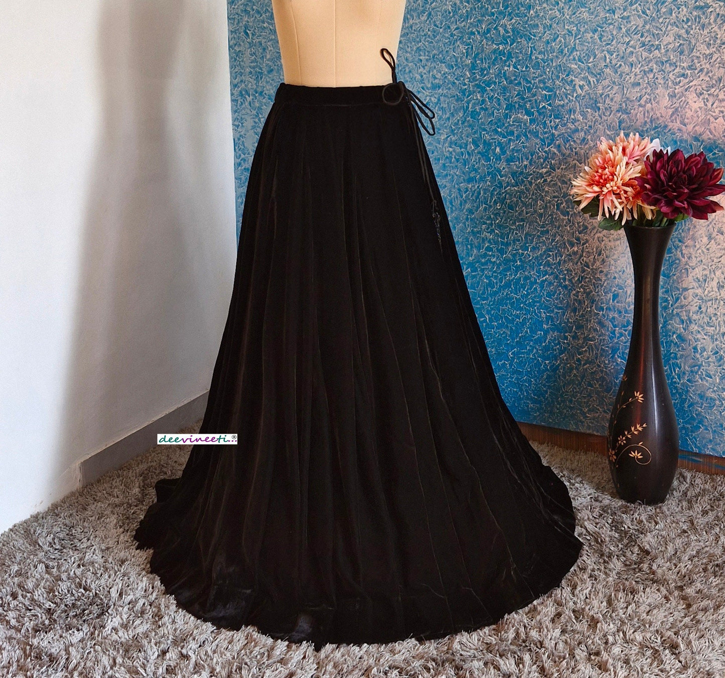 Black Velvet Lehenga Skirt DVLS_039