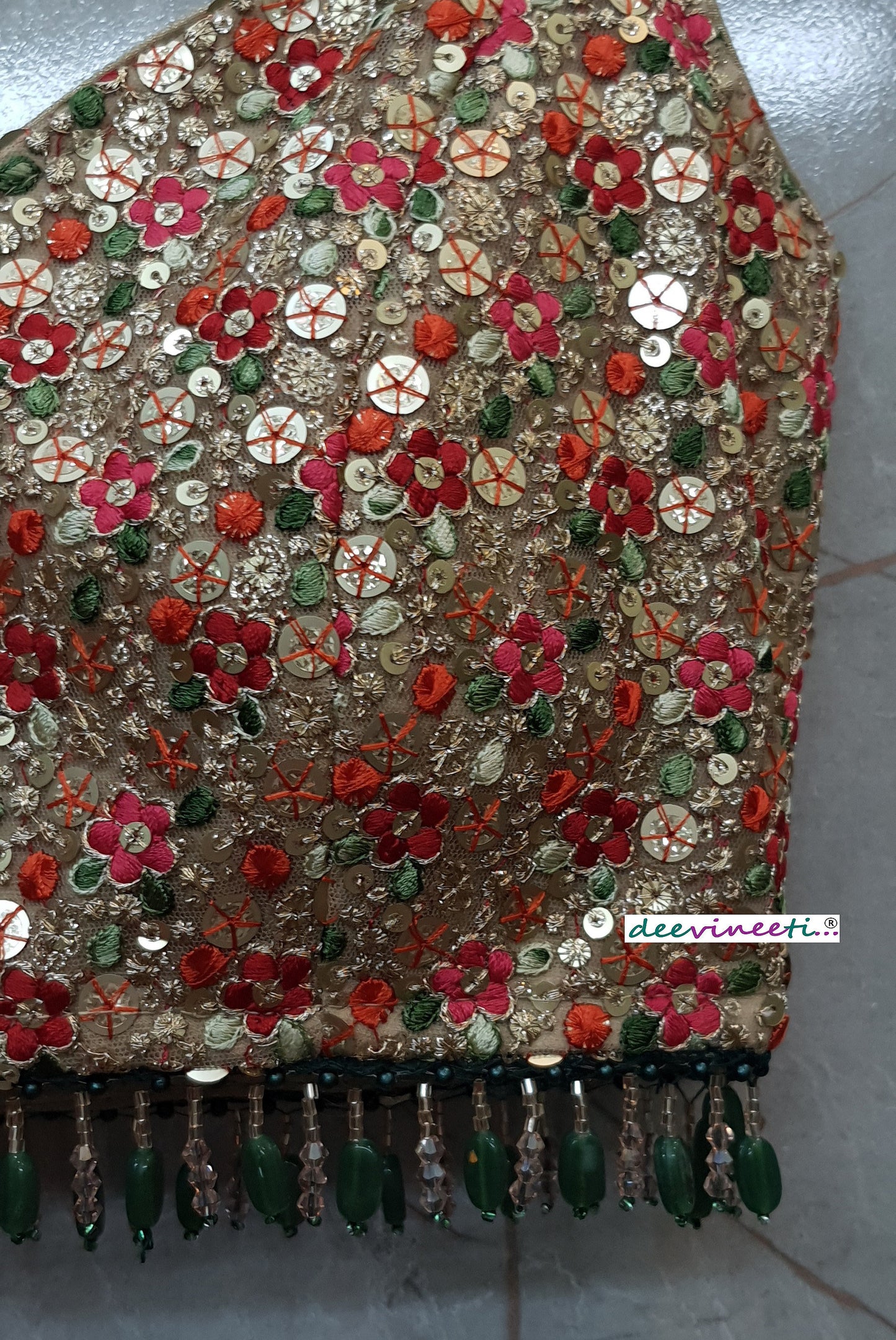 Multicolor Sequins Embroidered Sleeveless Blouse DVBL_195