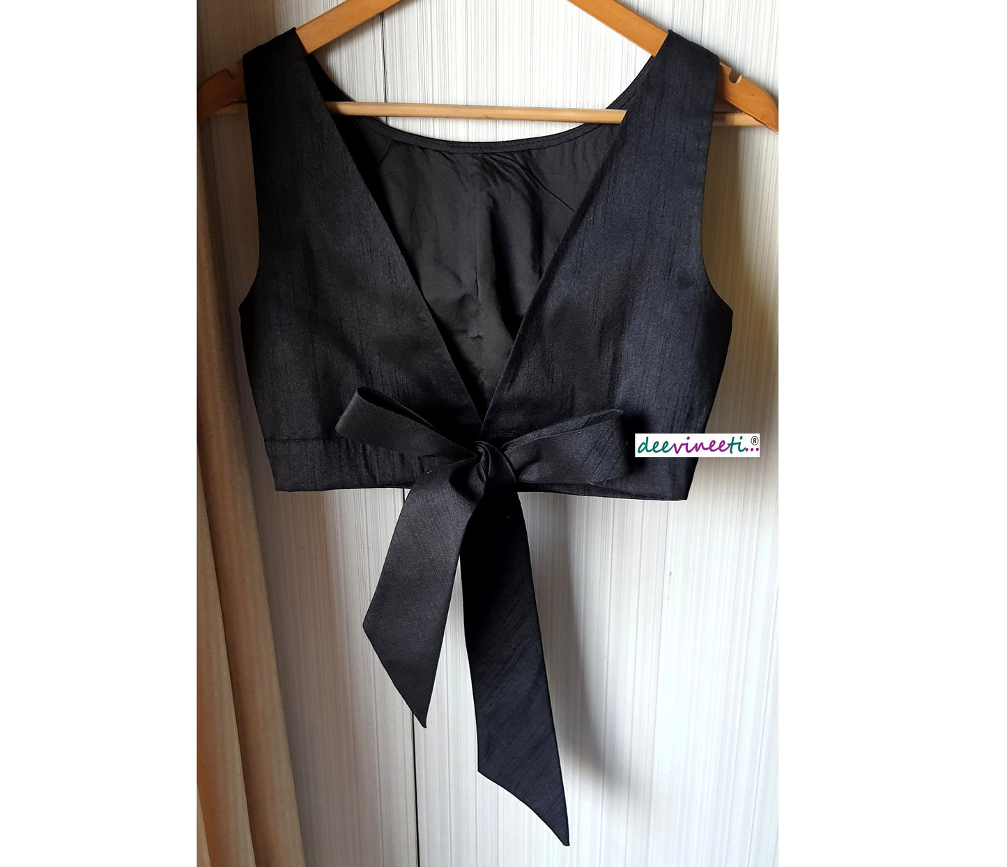 Raw Silk Boat Neck Solid Blouse DVBL_101