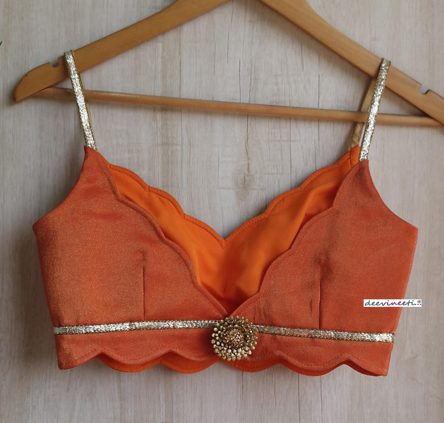 Orange Tissue Silk Spaghetti Blouse DVBL_379