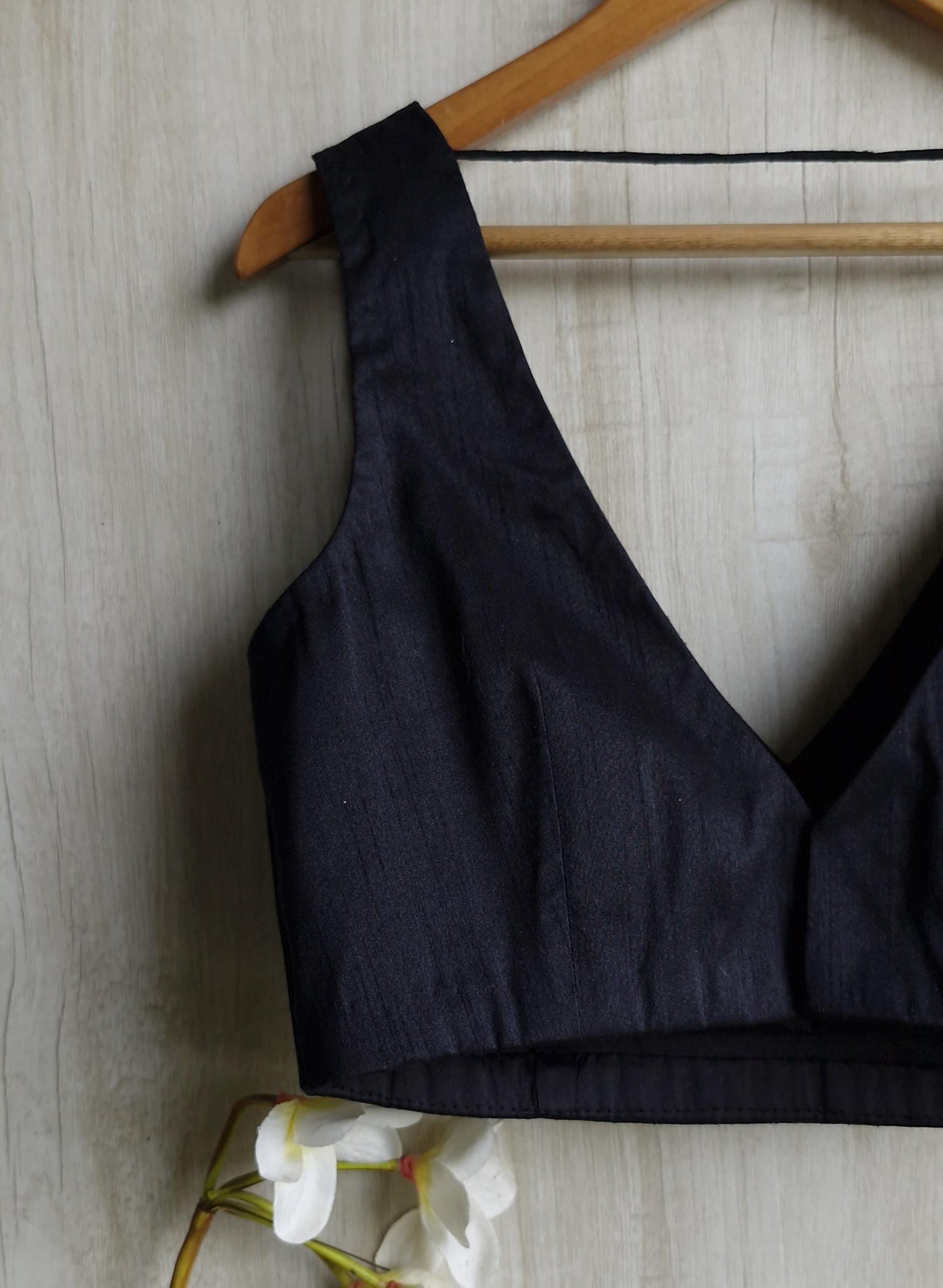 Raw Silk V Neck Solid Blouse DVBL_003