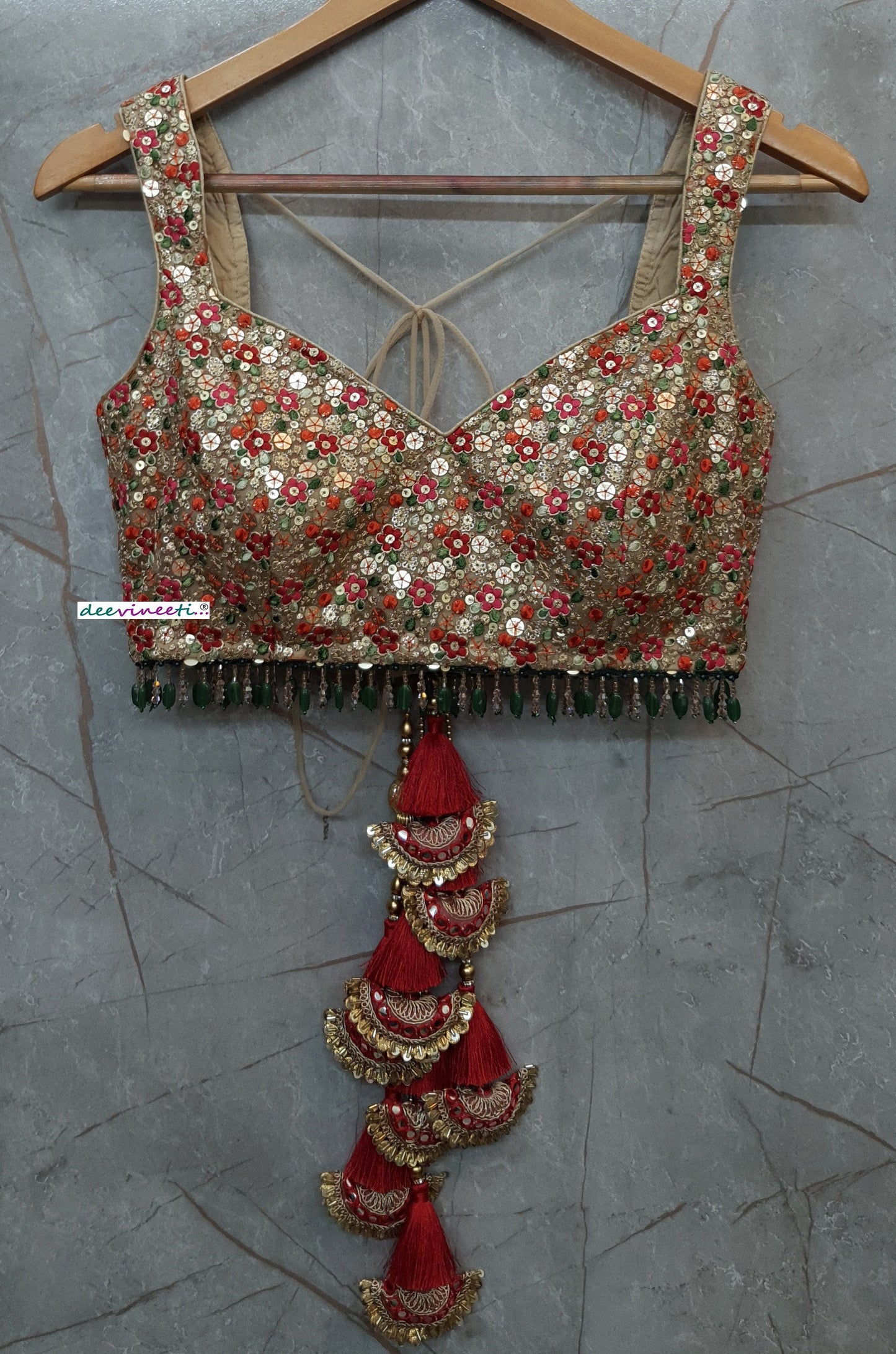 Multicolor Sequins Embroidered Sleeveless Blouse DVBL_195