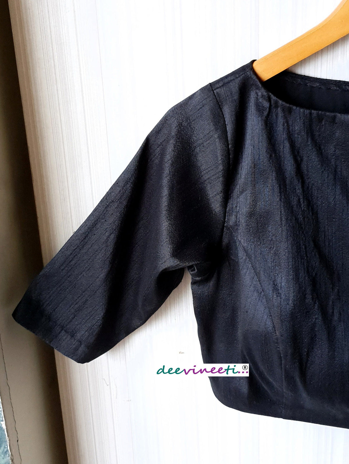 Raw Silk Blouse Boat Neck Half Sleeves DVBL_062