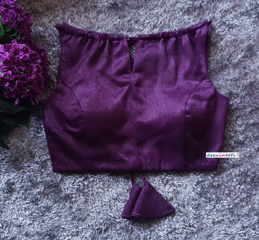 Purple Velvet Crepe Boatneck. Blouse DVBL_092