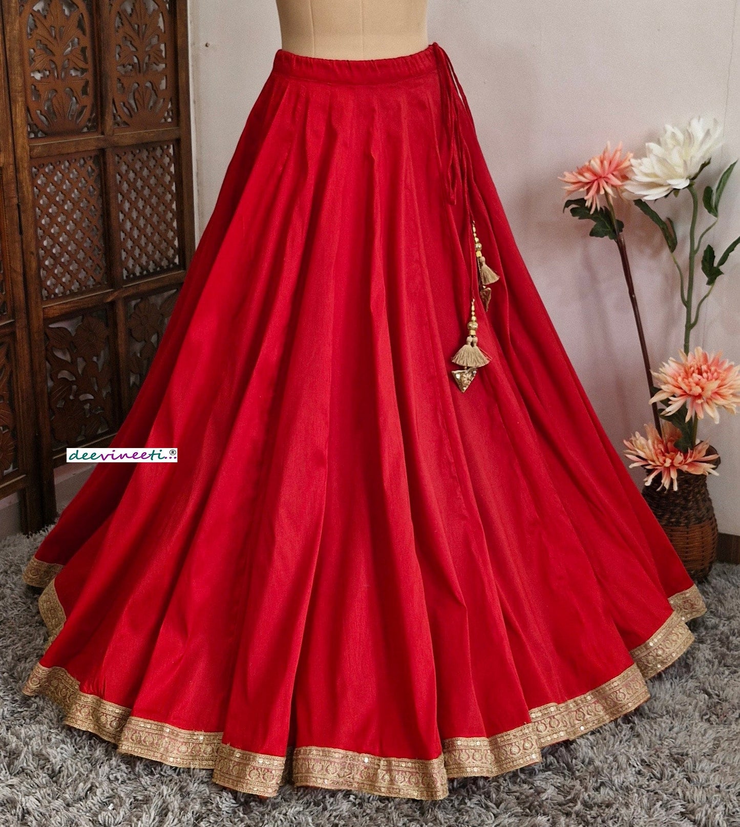 Blended Raw Silk Lehenga Skirt with Border DVLS_042