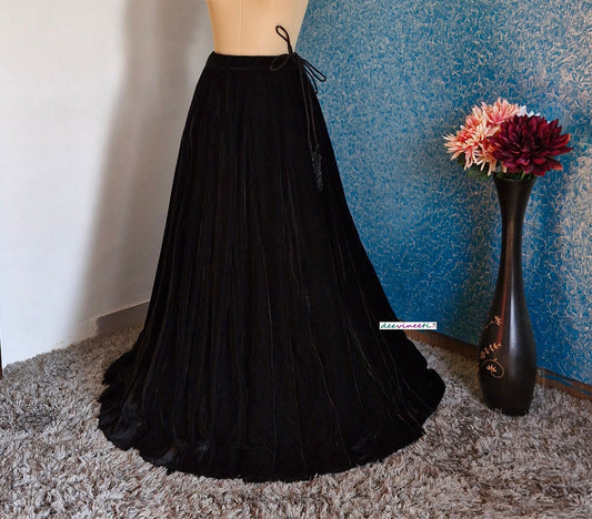Black Velvet Lehenga Skirt DVLS_039