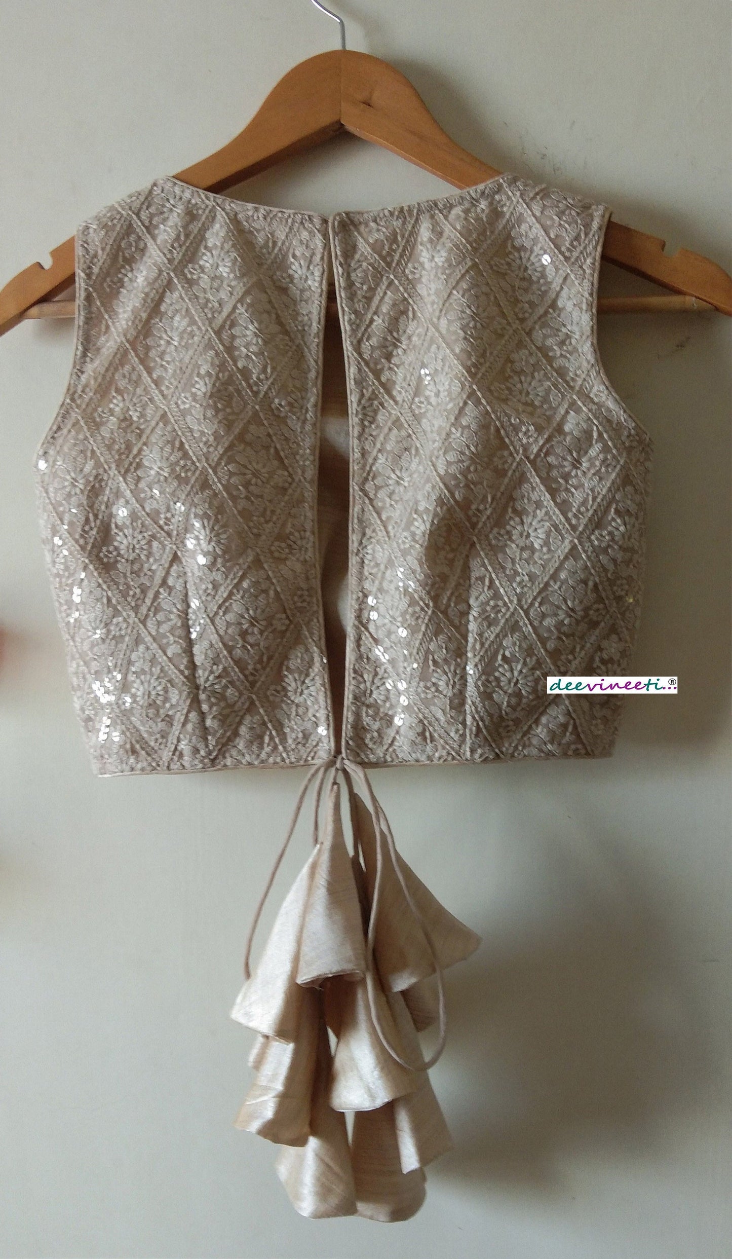 Embroidered Threadwork Beige Blouse. DVBL_031