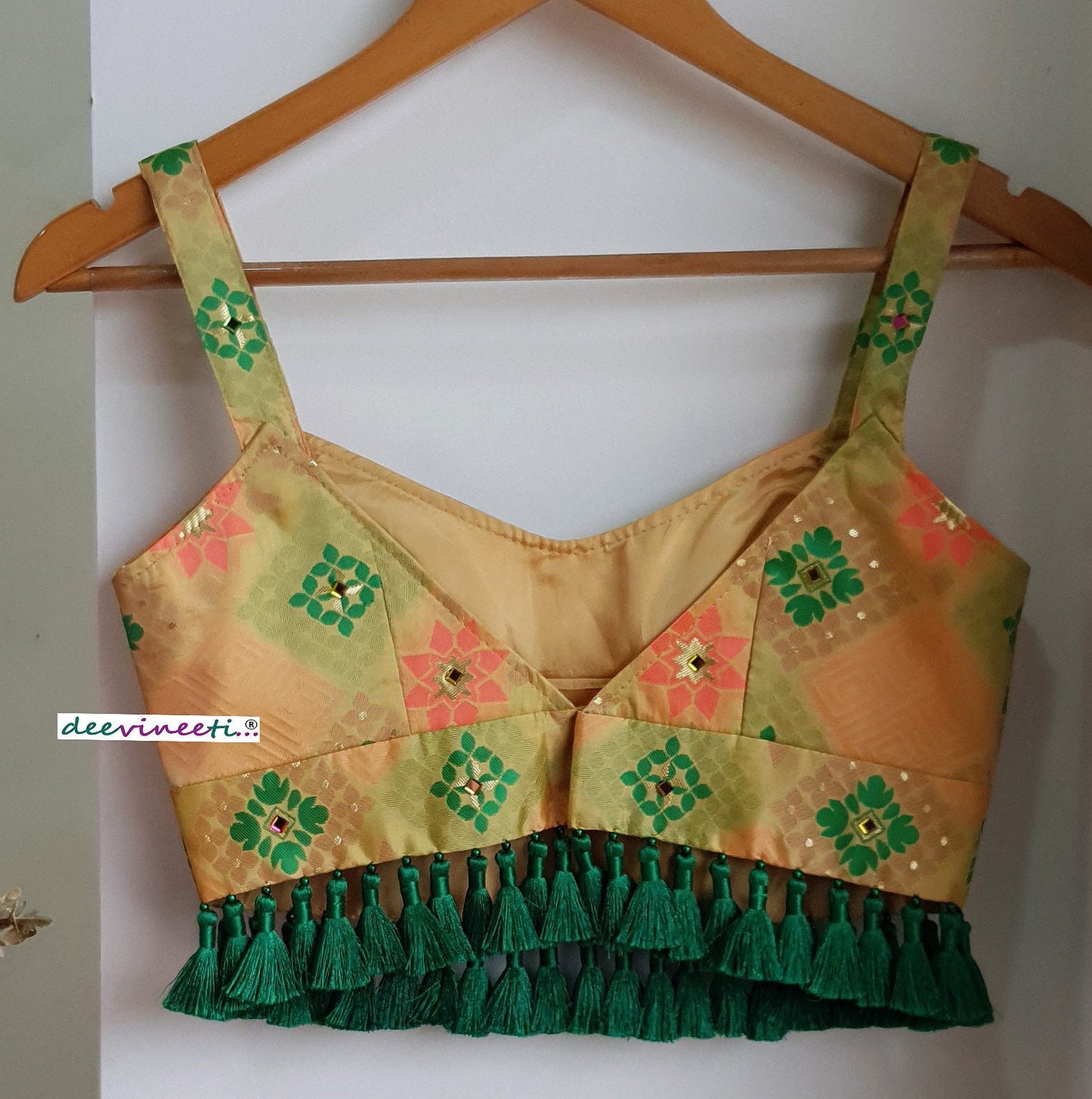 Brocade Multicolor Spaghetti Blouse DVBL_298