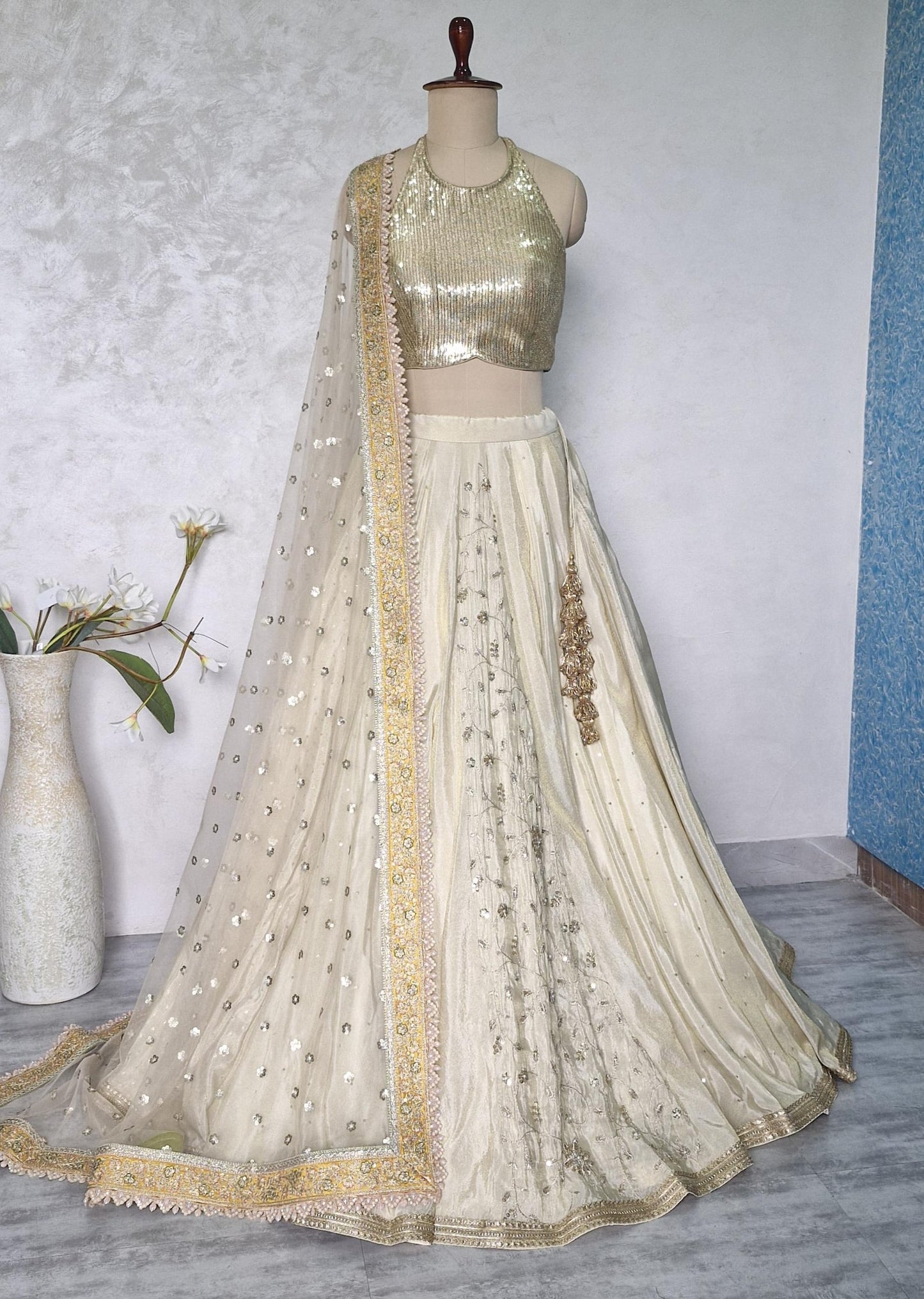 Gold Tissue Silk Lehenga Choli DVMTD_0252