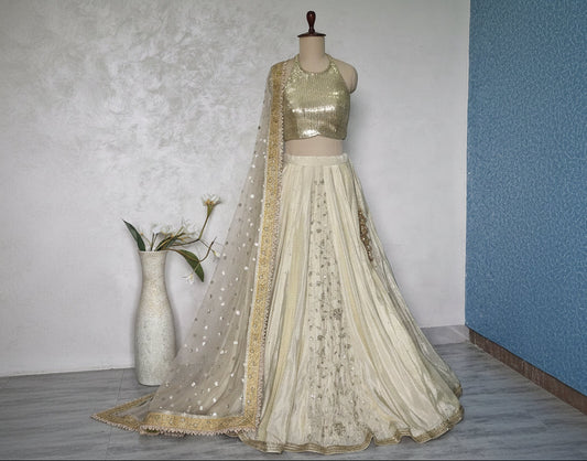 Gold Tissue Silk Lehenga Choli DVMTD_0252