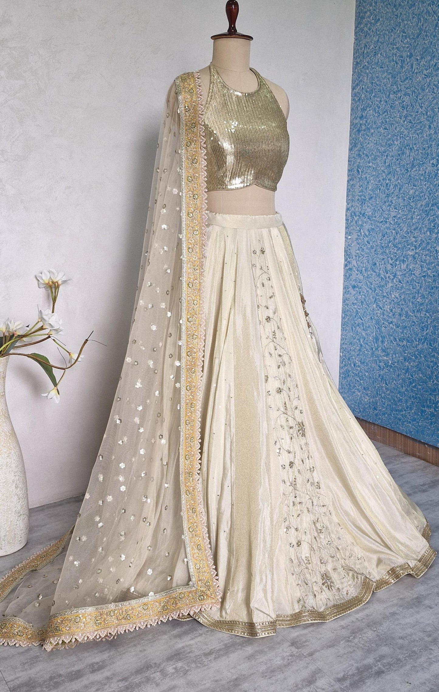 Gold Tissue Silk Lehenga Choli DVMTD_0252