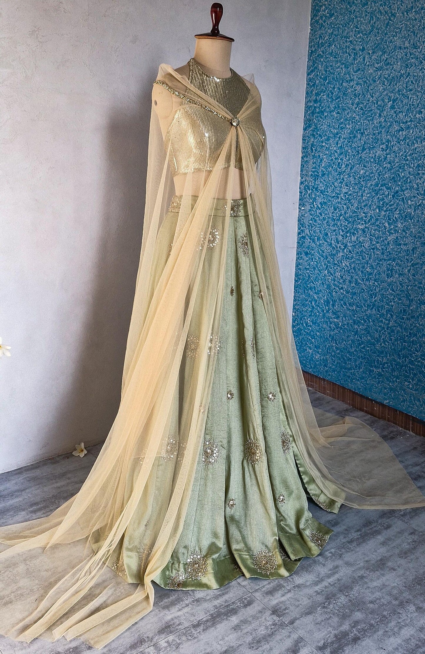 Pistachio Green Embroidered Art Silk Lehenga Choli DVMTD_0278