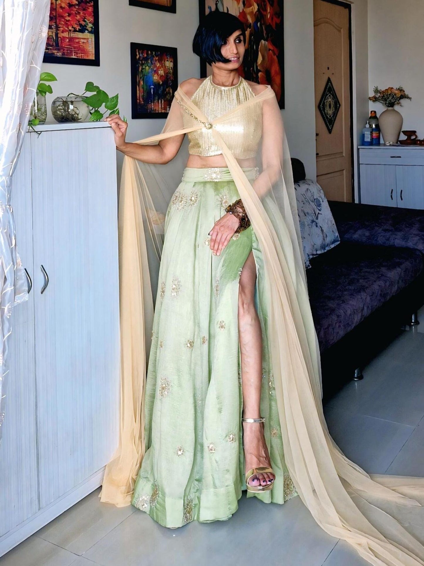 Pistachio Green Embroidered Art Silk Lehenga Choli DVMTD_0278