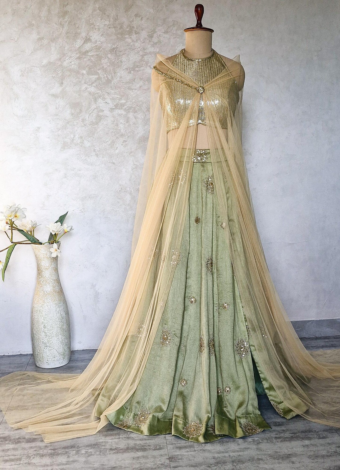 Pistachio Green Embroidered Art Silk Lehenga Choli DVMTD_0278