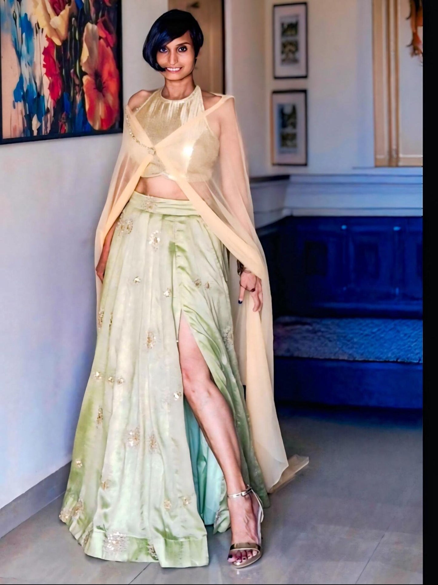 Pistachio Green Embroidered Art Silk Lehenga Choli DVMTD_0278