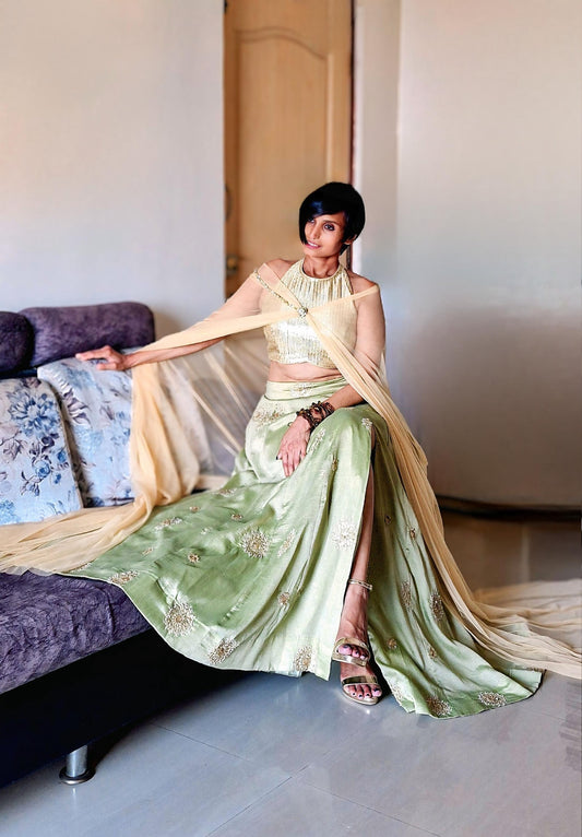 Pistachio Green Embroidered Art Silk Lehenga Choli DVMTD_0278