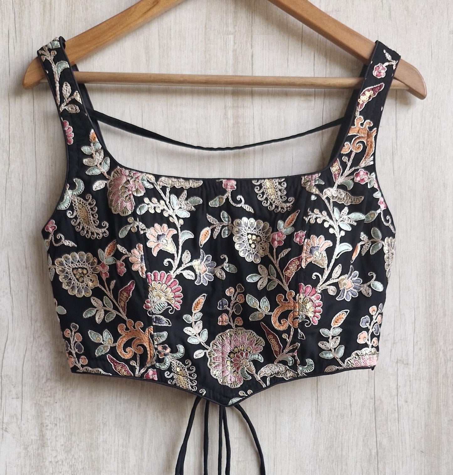 Embroidered Georgette Square Neck Corset Blouse DVCB_009