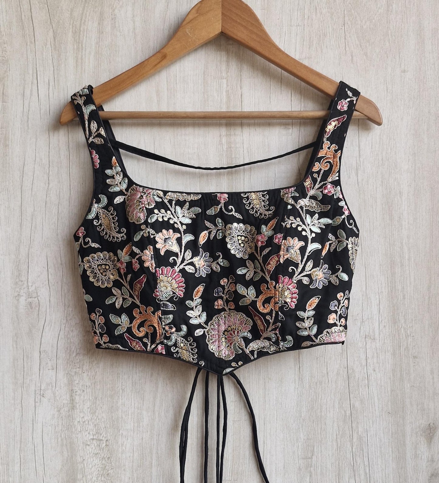 Embroidered Georgette Square Neck Corset Blouse DVCB_009