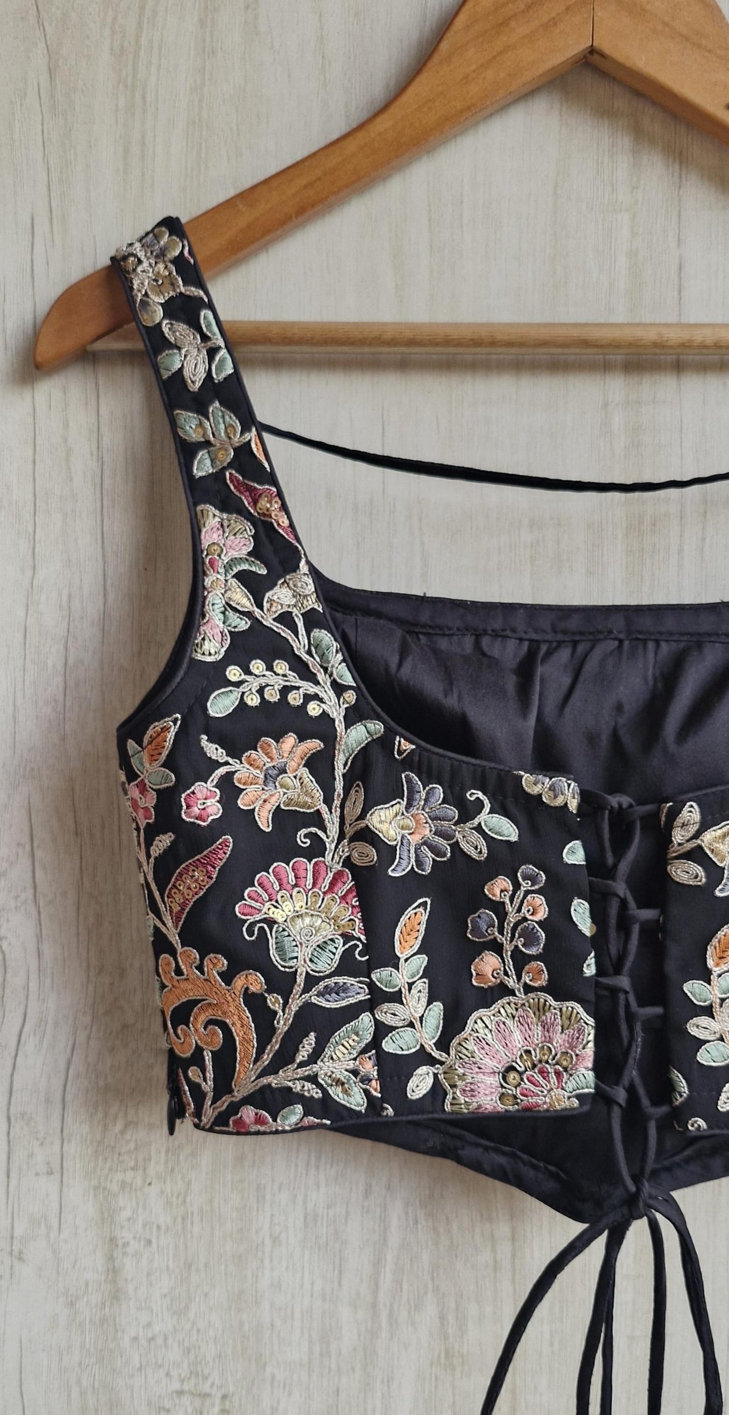 Embroidered Georgette Square Neck Corset Blouse DVCB_009